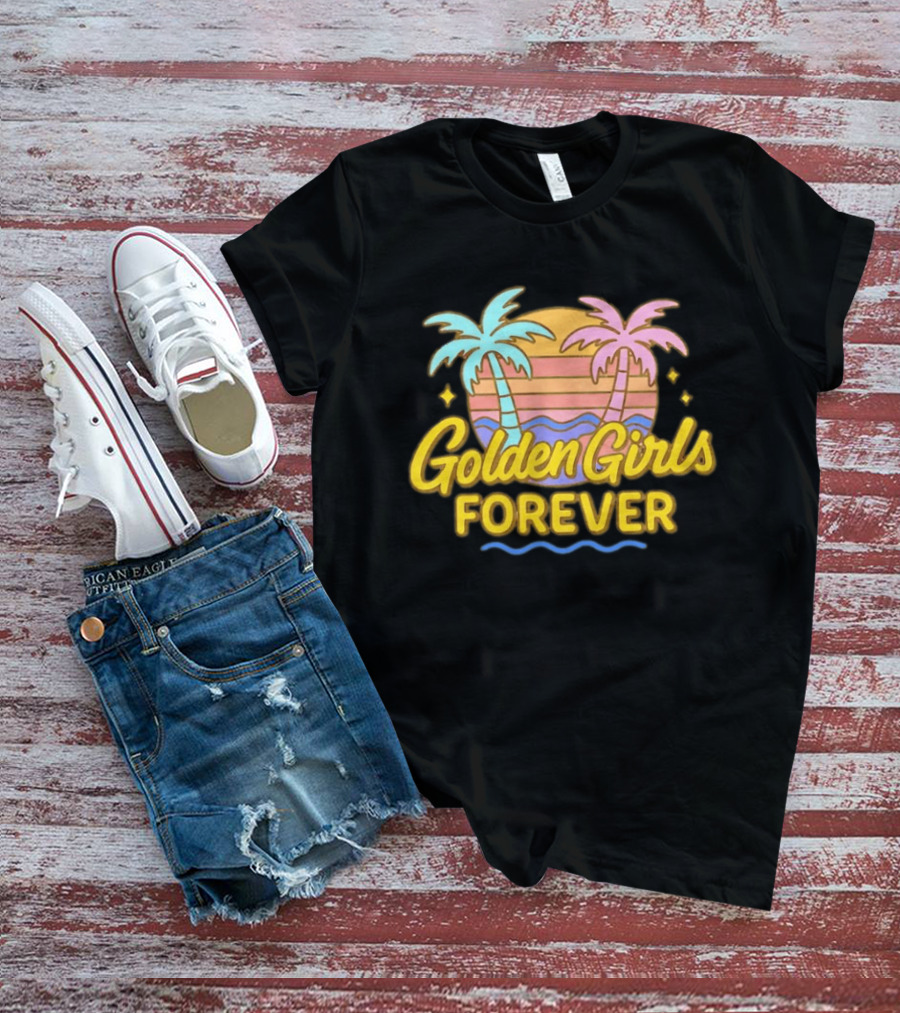 Golden Girls Forever Sunset Palm Trees Retro Aesthetic T-Shirt
