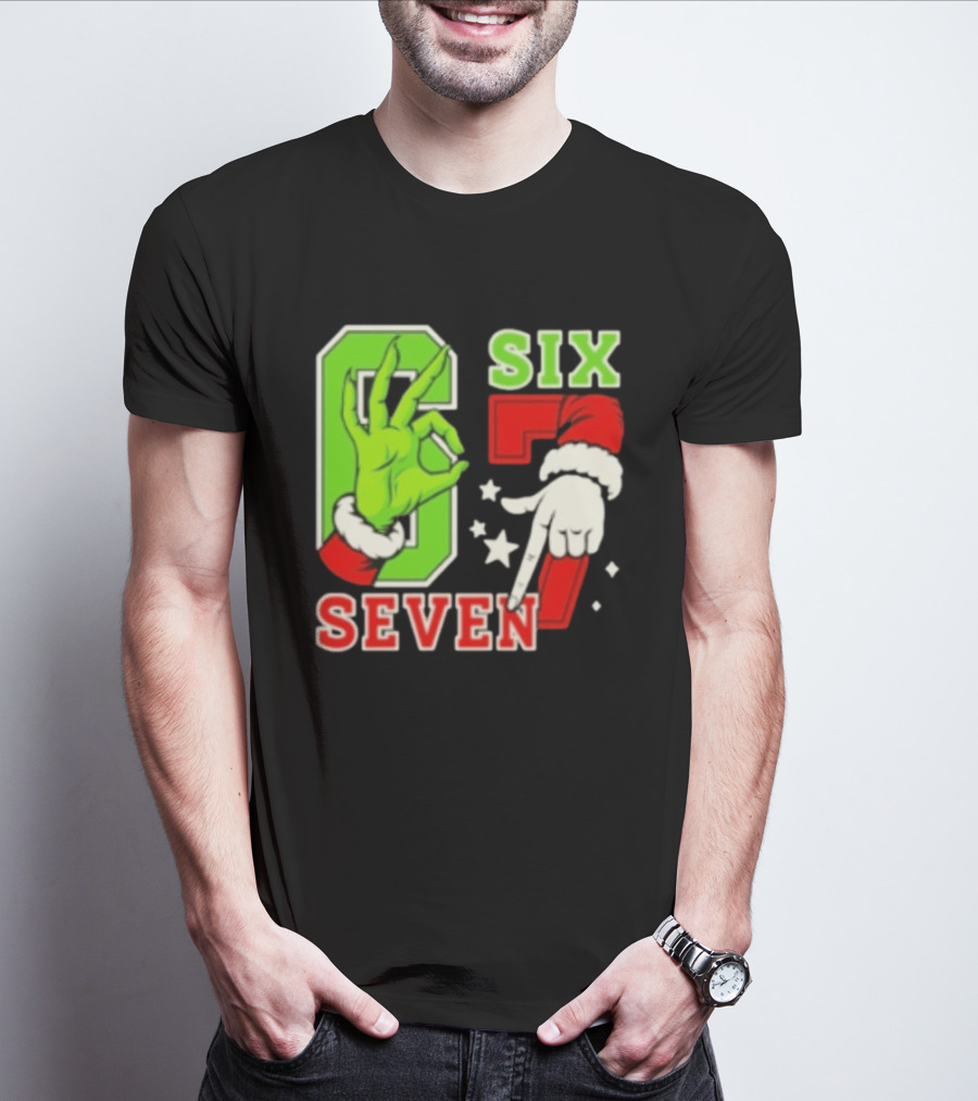 Grinch Santa 67 Six Seven Christmas TikTok Trending T-Shirt