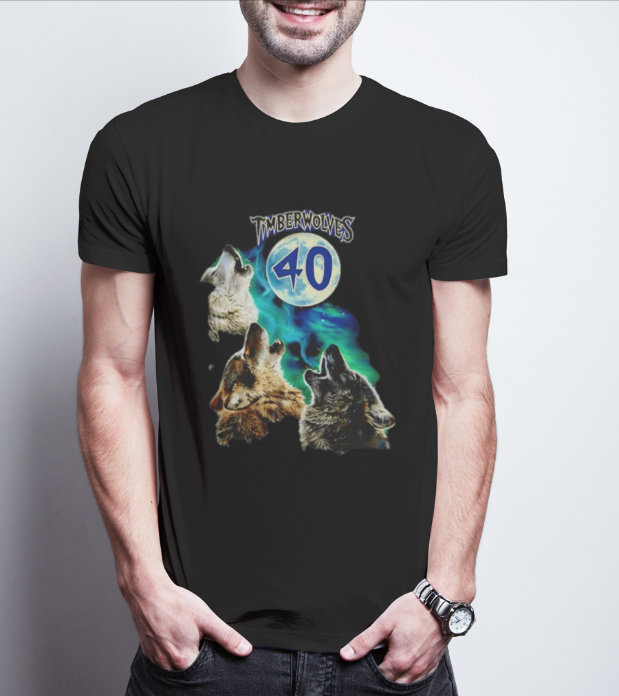 Minnesota Timberwolves 40 Wolves Howling At Blue Moon T-Shirt