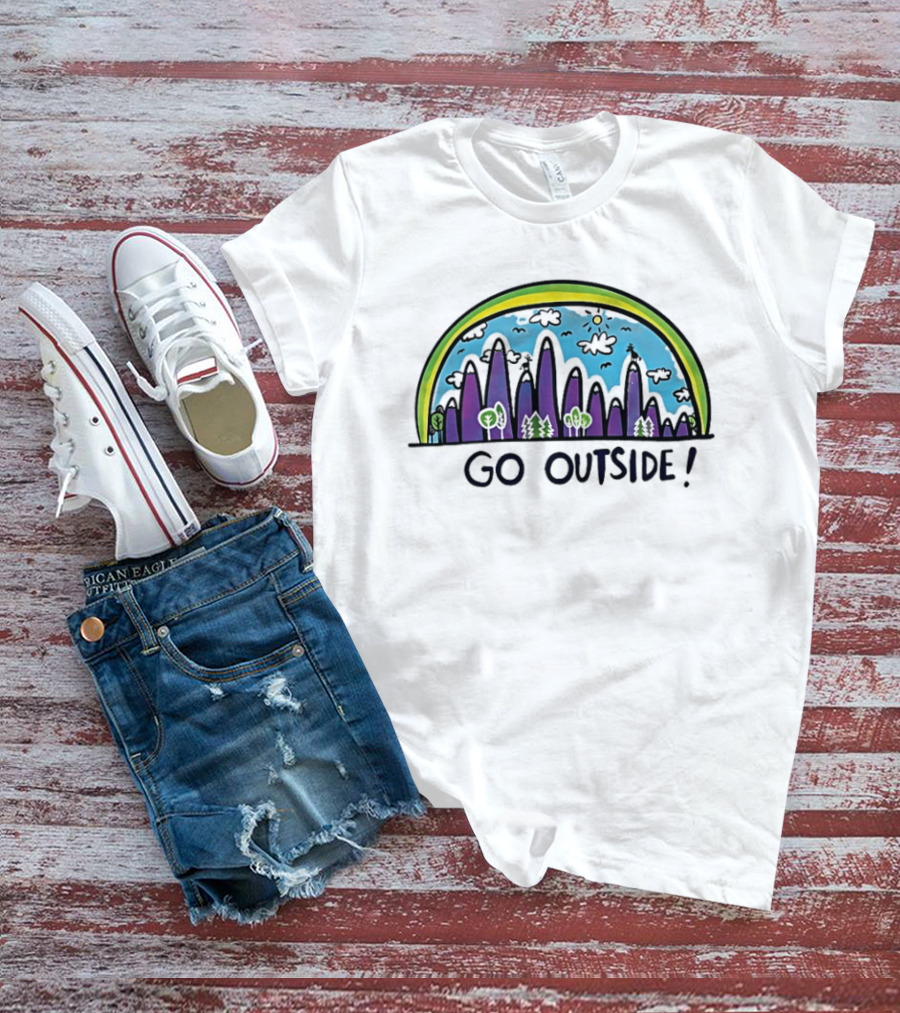 Go Outside Colorful Nature Landscape Urban Skyline T-Shirt