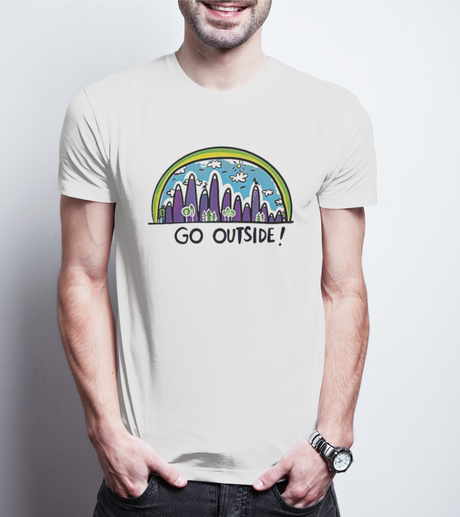 Go Outside Colorful Nature Landscape Urban Skyline T-Shirt