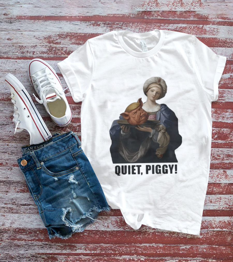 Original Saint Holding Pig Head Quiet Piggy Anti Trump T-Shirt