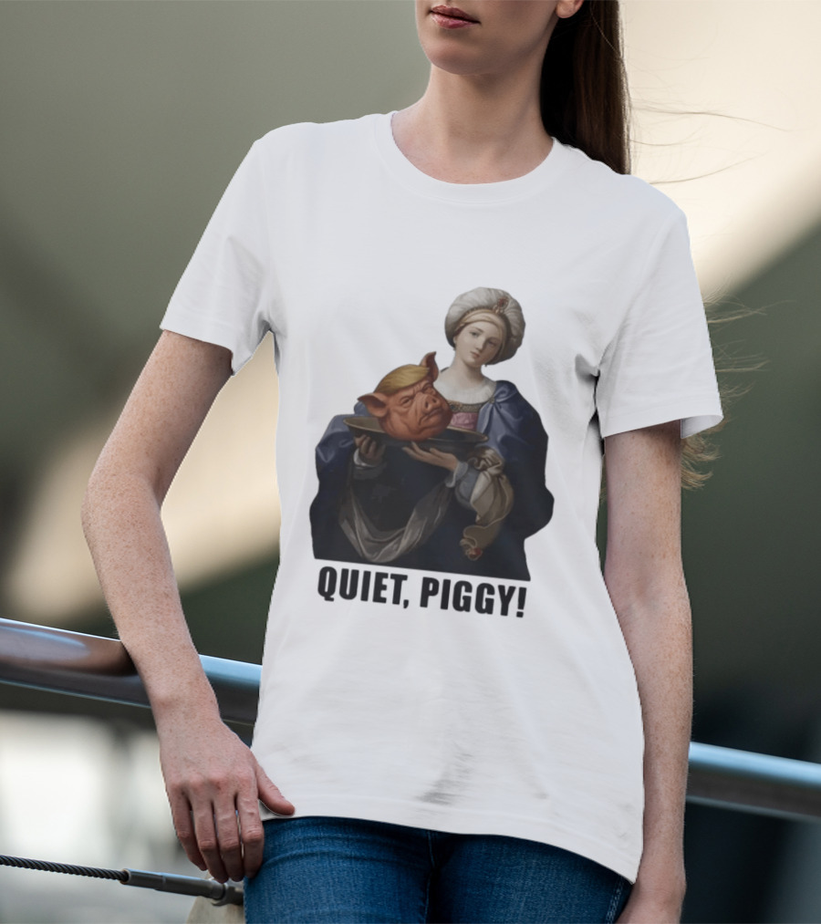 Original Saint Holding Pig Head Quiet Piggy Anti Trump T-Shirt