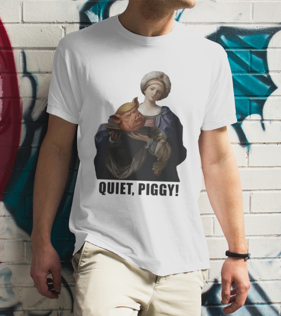 Original Saint Holding Pig Head Quiet Piggy Anti Trump T-Shirt