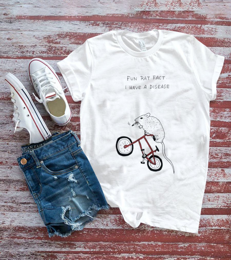 Fun Rat Fact I Have A Disease Rat On Bicycle T-Shirt