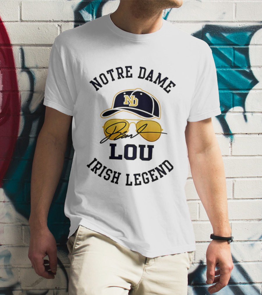 Notre Dame Irish Legend Lou Holtz ND Hat Signature T-Shirt