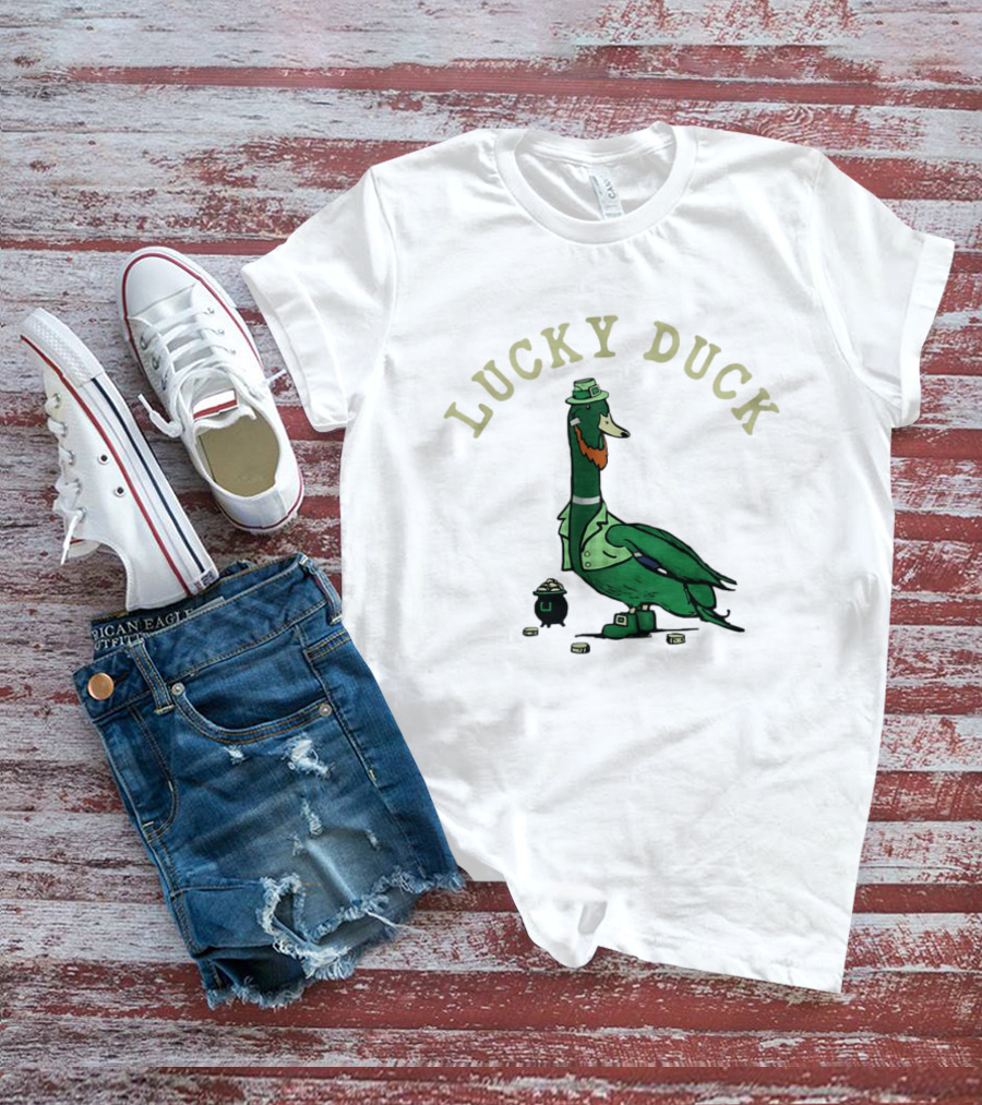 Lucky Duck St Patrick's Day Leprechaun Hat With Irish Coins T-Shirt