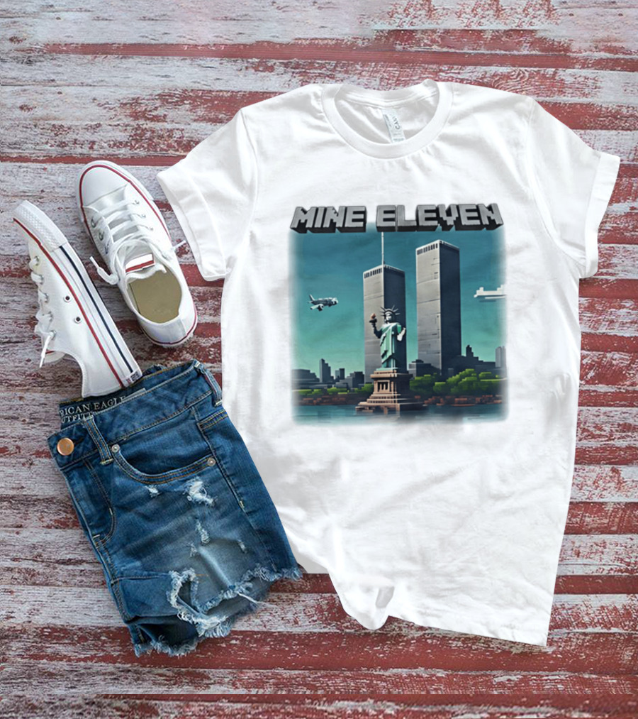 Mine Eleven Liberty Towers Tribute With Statue Of Liberty And Plane T-Shirt