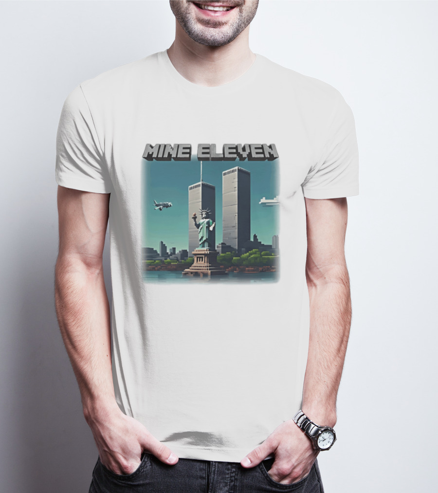 Mine Eleven Liberty Towers Tribute With Statue Of Liberty And Plane T-Shirt