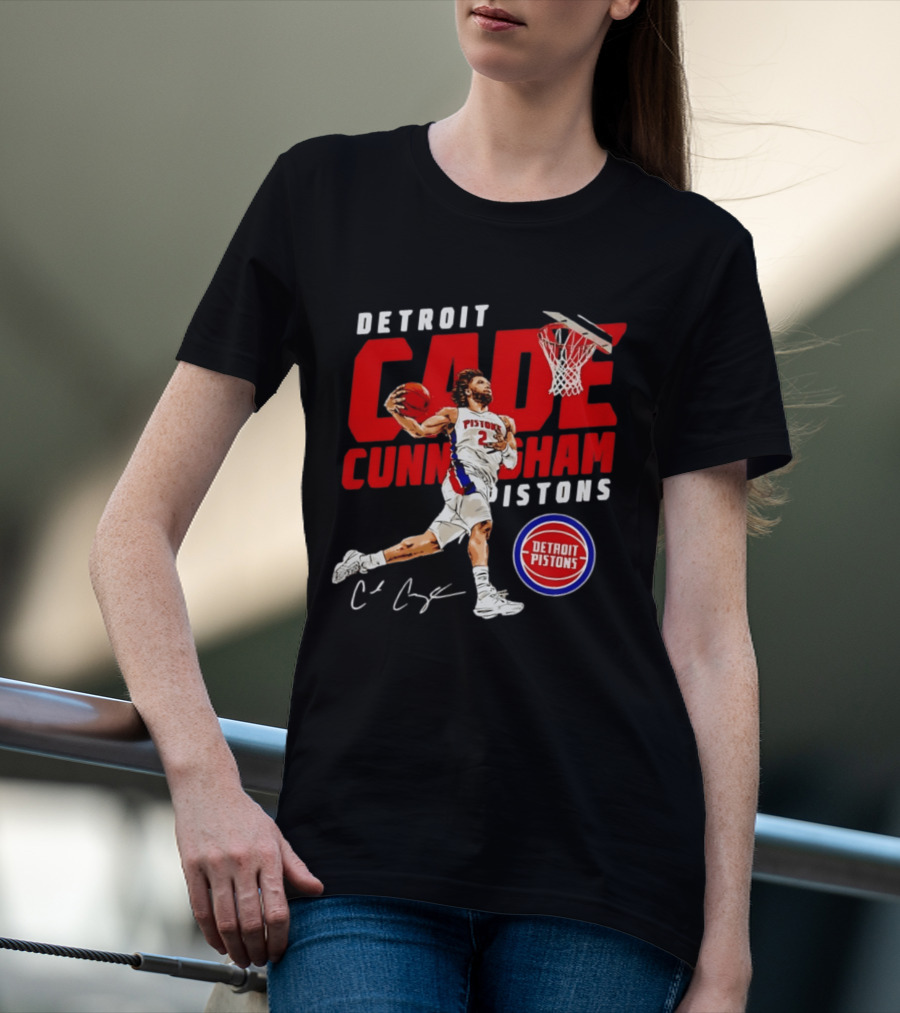 Detroit Pistons Cade Cunningham Windmill Dunk T-Shirt