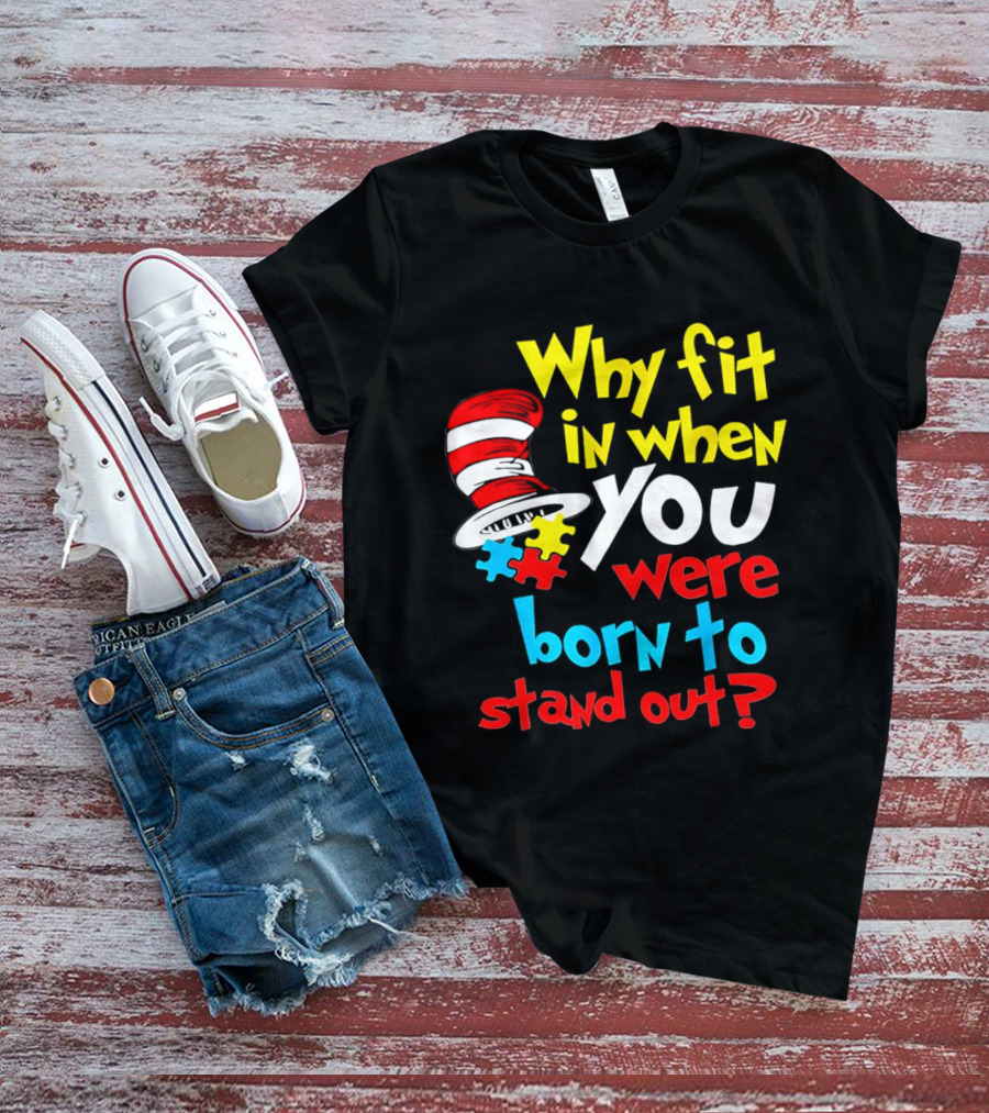Dr Seuss Why Fit In When You Were Born To Stand Out Puzzle Hat T-Shirt