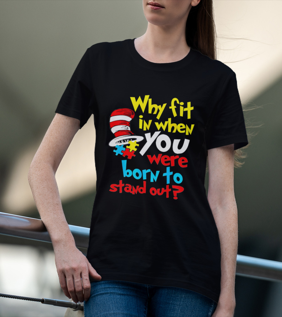 Dr Seuss Why Fit In When You Were Born To Stand Out Puzzle Hat T-Shirt