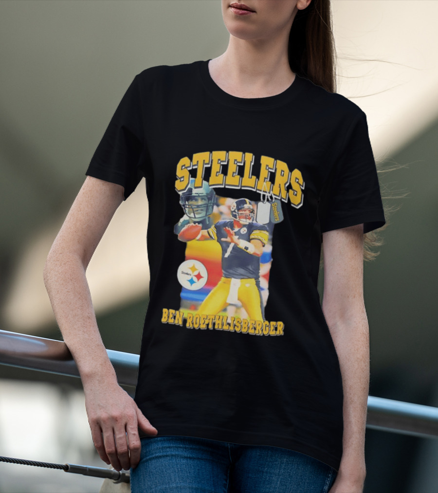 Steelers Ben Roethlisberger Pittsburgh Football Player With Dog Tag And Team T-Shirt