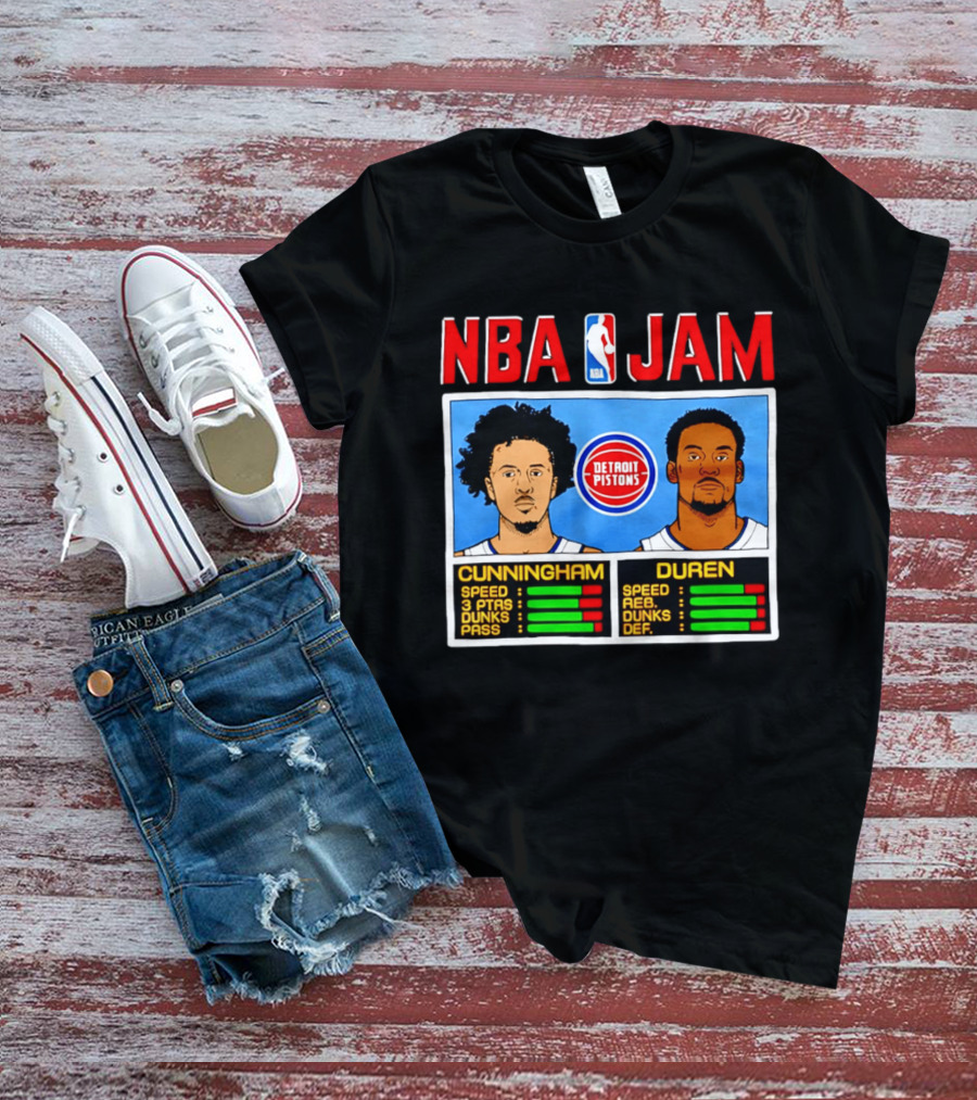 NBA Jam Detroit Pistons Cade Cunningham Jalen Duren Stats T-Shirt