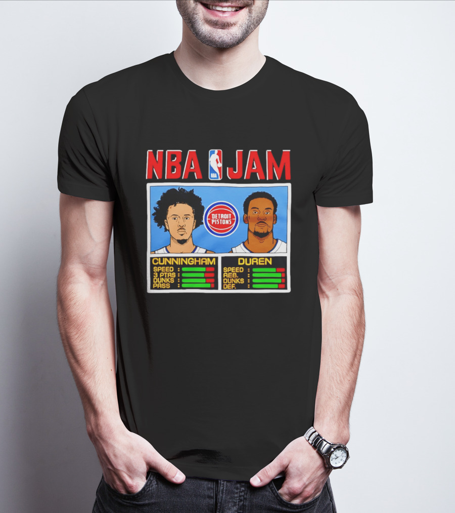 NBA Jam Detroit Pistons Cade Cunningham Jalen Duren Stats T-Shirt