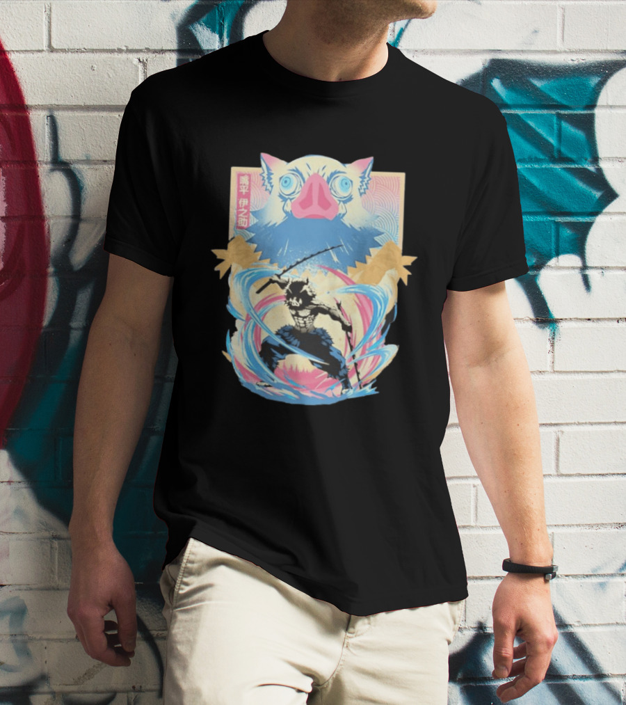 Inosuke Hashibira Wild Boar Demon Slayer Kanji Swirl Blade Wild Blade Boar T-Shirt