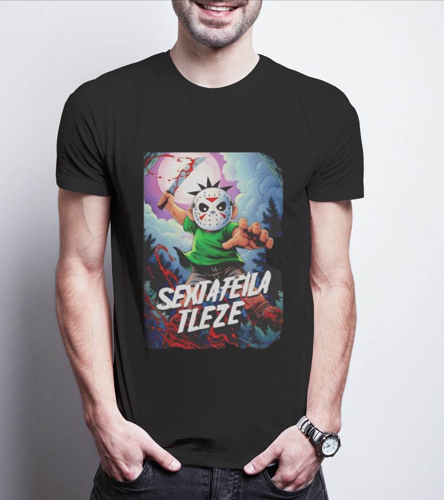 Jason Voorhees Sexta Feila Tleze Chibi Masked Character With Knife T-Shirt