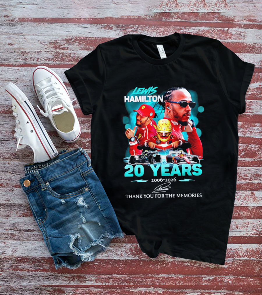 Lewis Hamilton 20 Years 2006 2026 Thank You For The Memories Ferrari F1 Racing Celebration T-Shirt