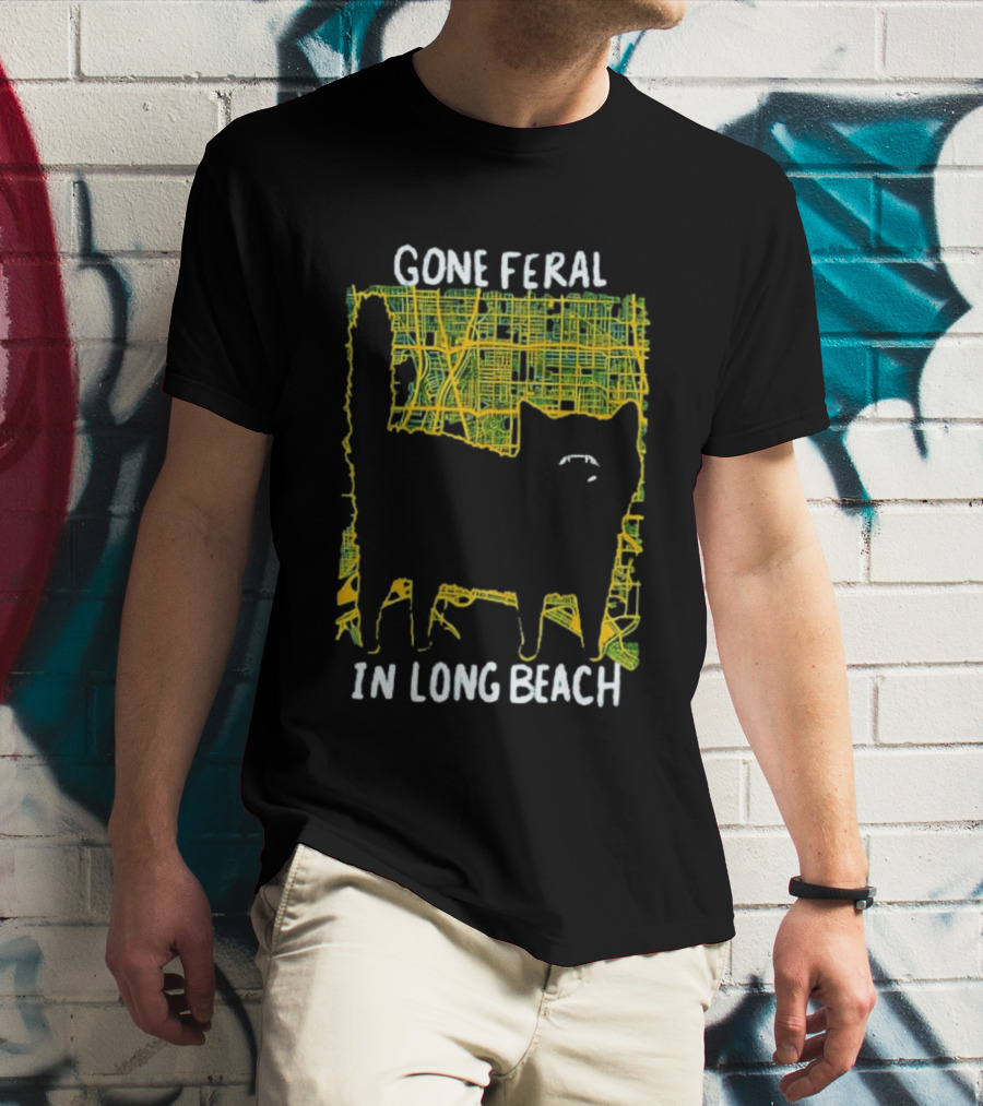 Gone Feral In Long Beach Map Cat T-Shirt