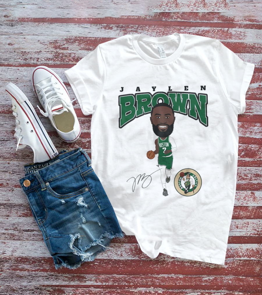 Jaylen Brown Boston Celtics Hardwood Comic Celtics Player Caricature T-Shirt