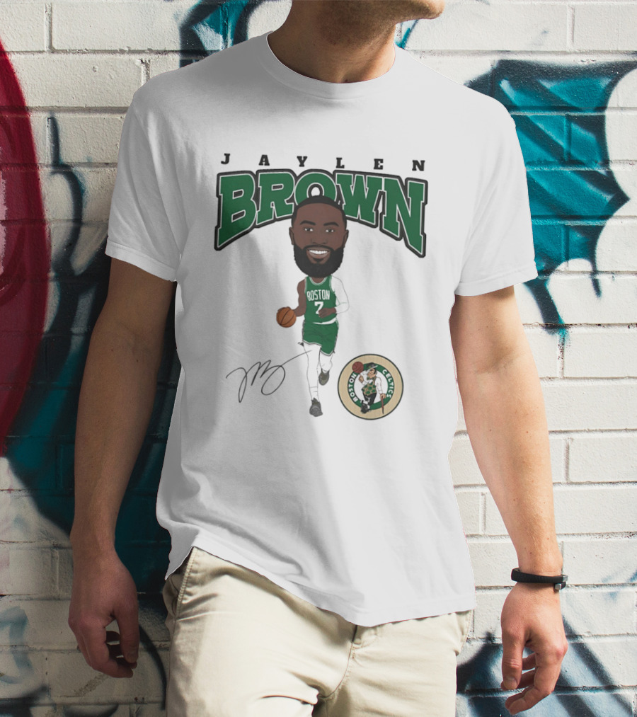 Jaylen Brown Boston Celtics Hardwood Comic Celtics Player Caricature T-Shirt