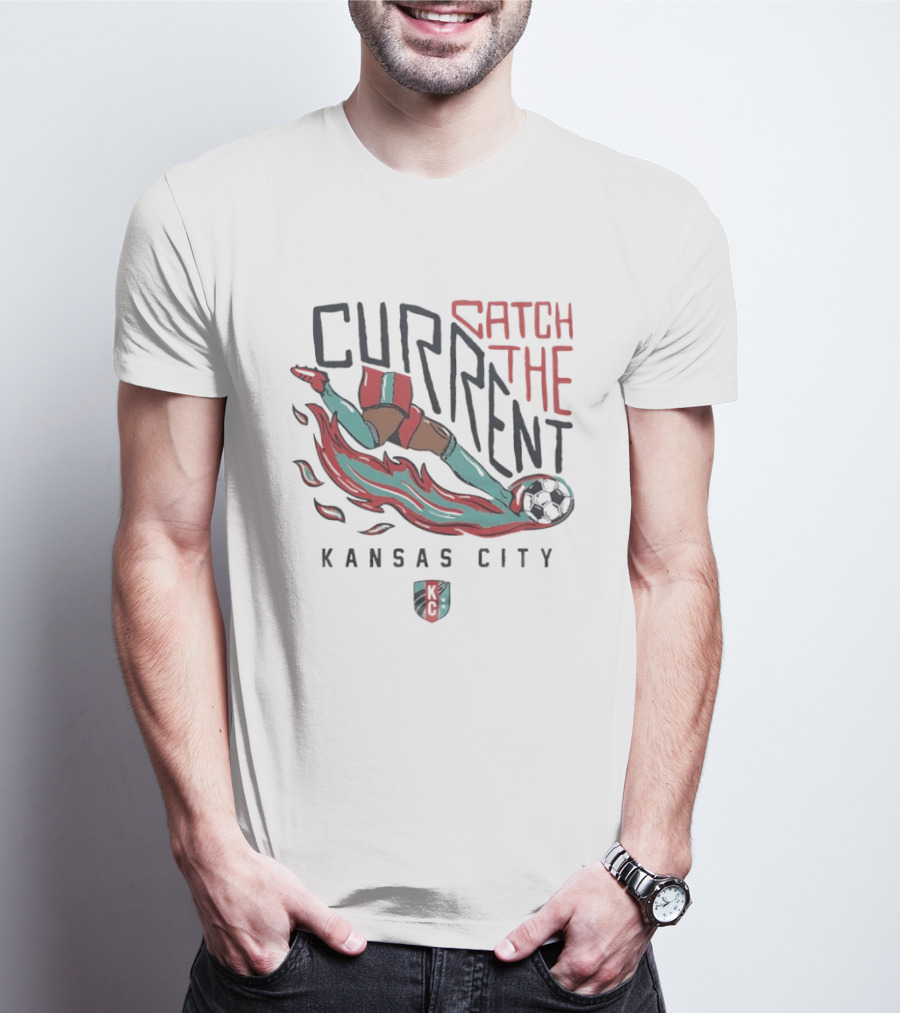 Kansas City Current Catch The Current Kick The Ball T-Shirt