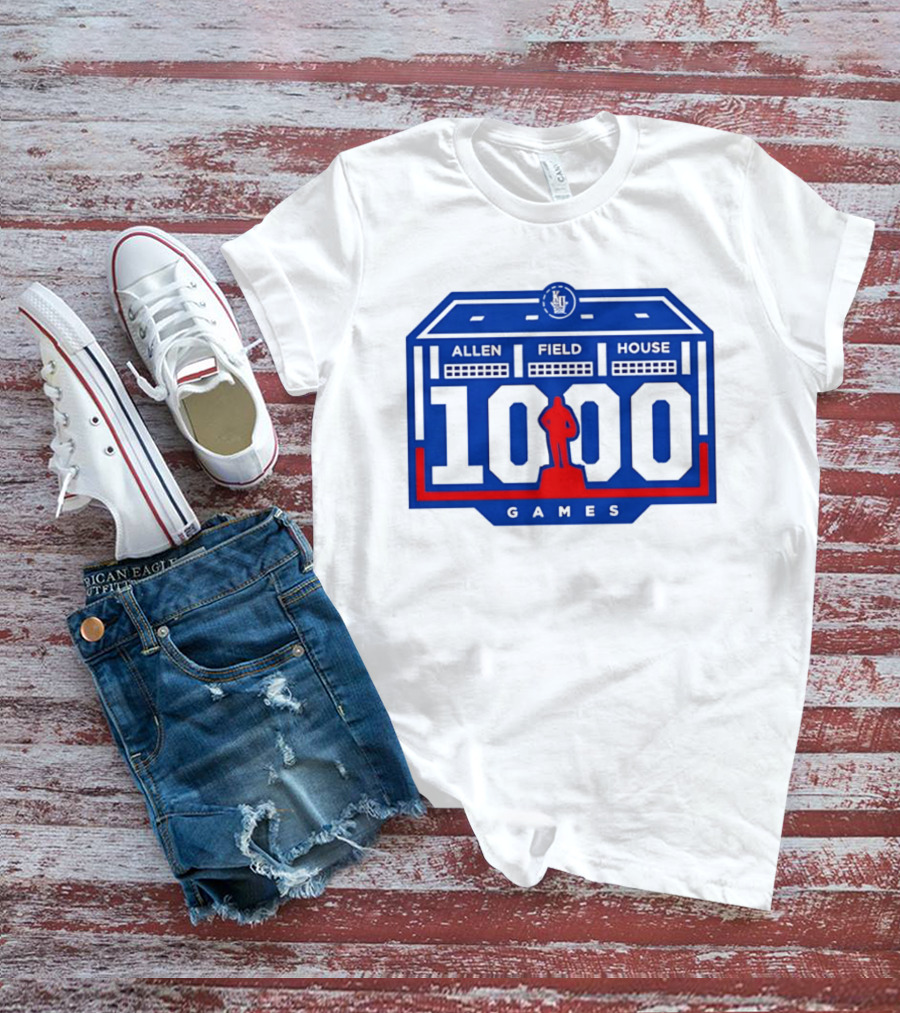 Kansas Jayhawks Allen Fieldhouse 1000 Games Celebration T-Shirt