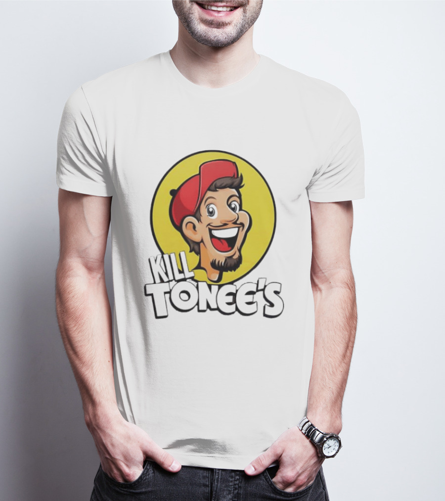 Kill Tonee's Cartoon Character In Red Cap And Yellow Circle T-Shirt