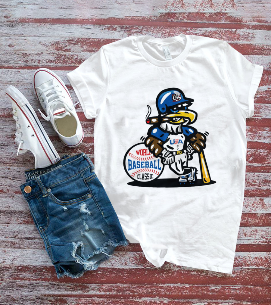 USA Baseball Eagle Mascot World Baseball T-Shirt