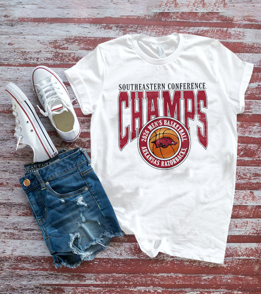 2026 Arkansas Razorbacks Men's Basketball Southeastern Conference Champs T-Shirt