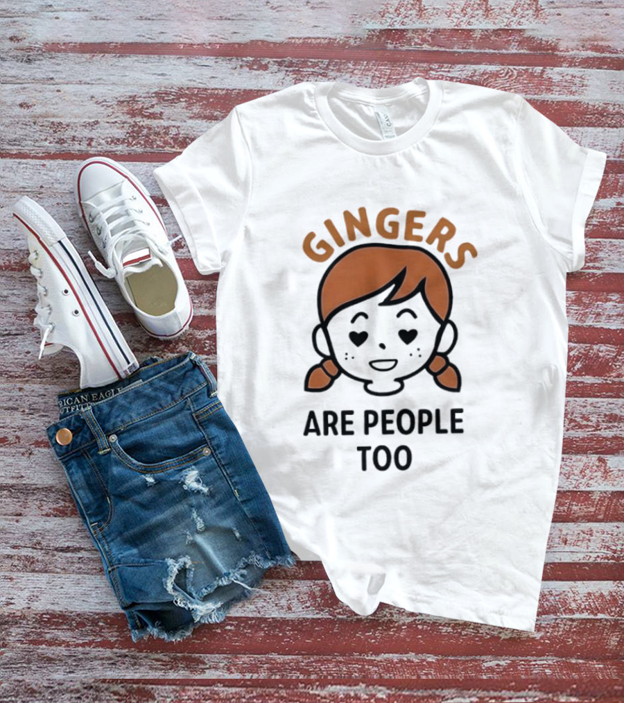 Gingers Are People Too Cute Redhead Cartoon Pigtails T-Shirt