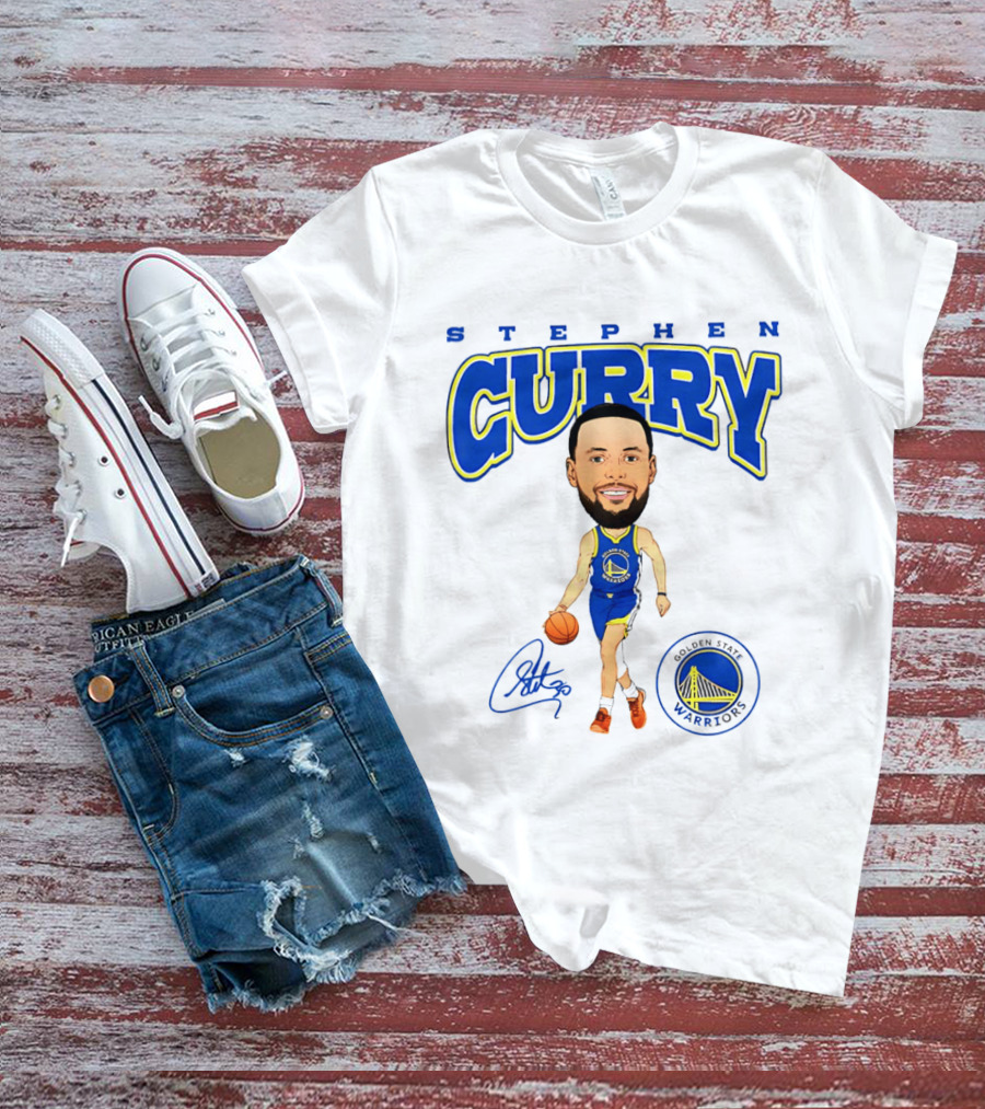 Stephen Curry Golden State Warriors Hardwood Comic Player Signature T-Shirt