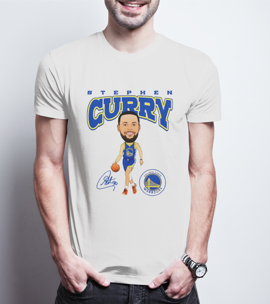 Stephen Curry Golden State Warriors Hardwood Comic Player Signature T-Shirt