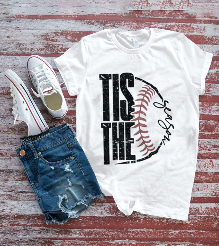 Tis The Season Baseball Stitch Spiral T-Shirt