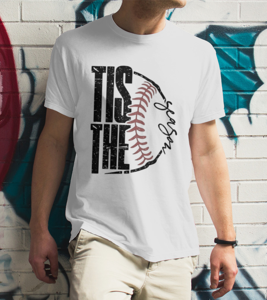 Tis The Season Baseball Stitch Spiral T-Shirt