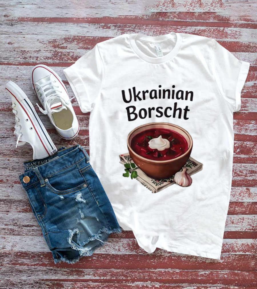 Ukrainian Borscht Soup Bowl With Garlic And Parsley T-Shirt