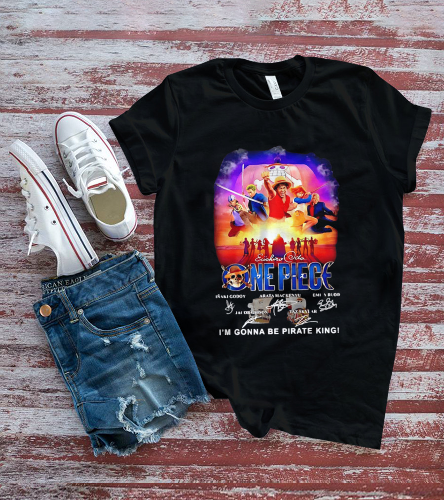 Euichiro Oda One Piece I'm Gonna Be Pirate King Luffy Cast Autographs T-Shirt
