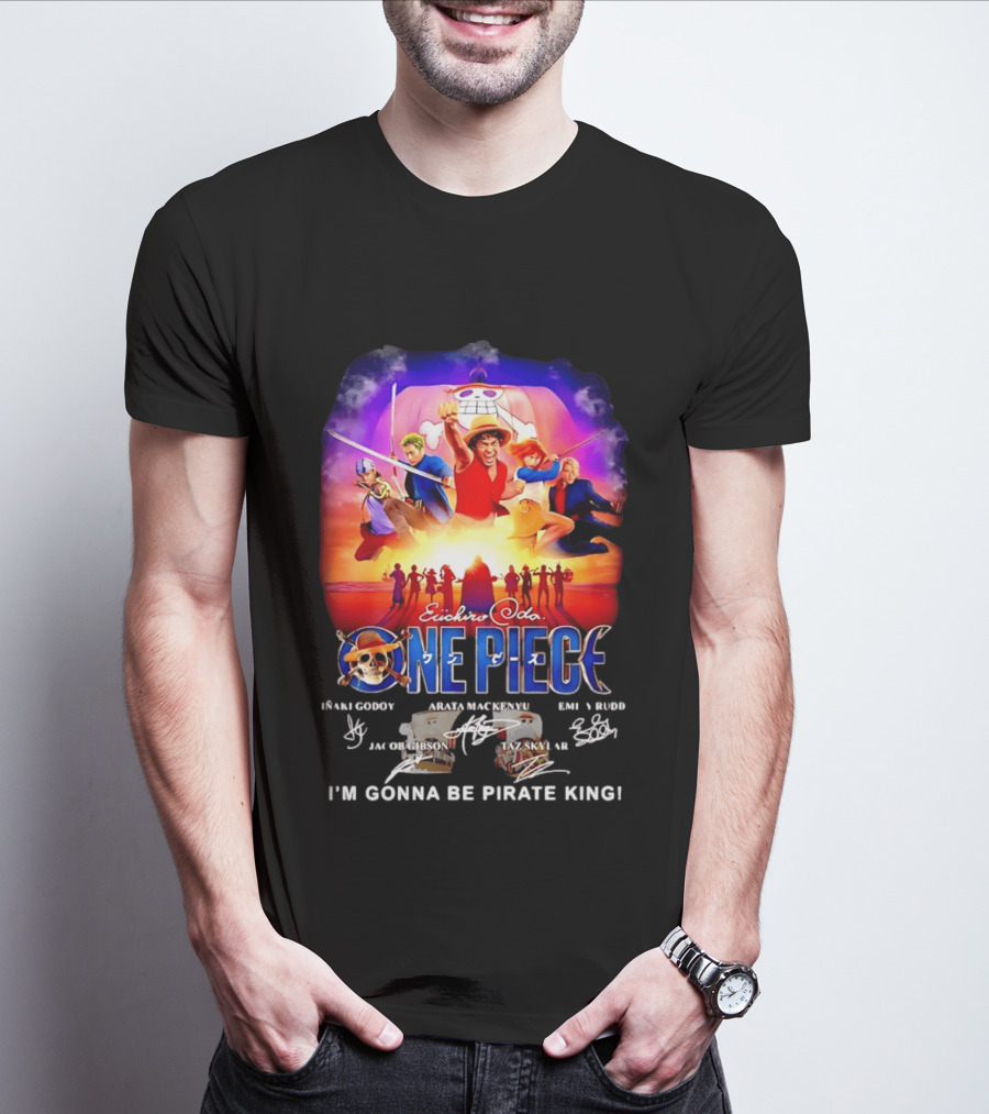 Euichiro Oda One Piece I'm Gonna Be Pirate King Luffy Cast Autographs T-Shirt