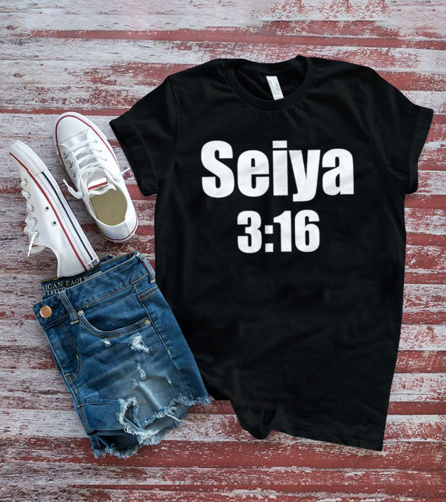 Seiya 3:16 Bold Text Design Iconography T-Shirt
