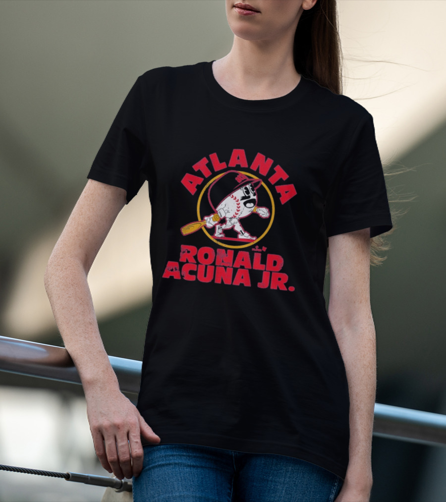 Atlanta Ronald Acuña Jr Baseball Character With Bat T-Shirt
