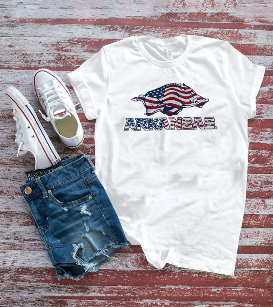 Arkansas Razorbacks American Flag Hog Patriotic T-Shirt