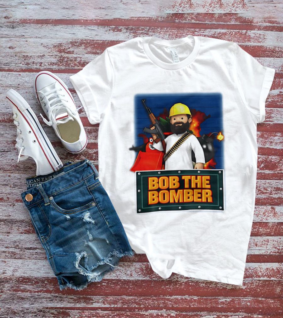 Bob The Bomber Cartoon Character With Gun And Explosives T-Shirt