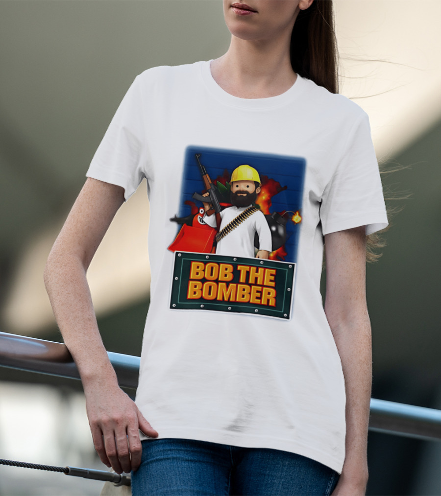 Bob The Bomber Cartoon Character With Gun And Explosives T-Shirt