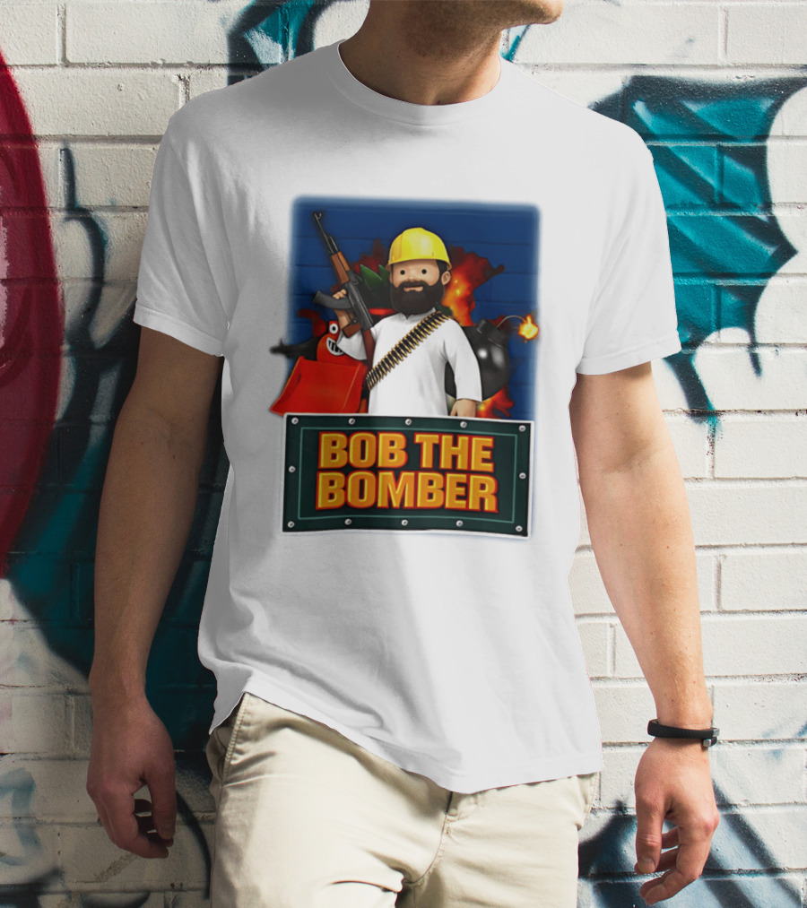 Bob The Bomber Cartoon Character With Gun And Explosives T-Shirt