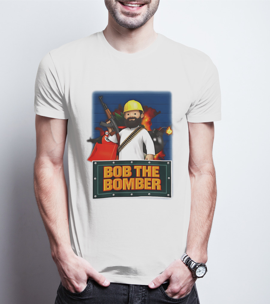 Bob The Bomber Cartoon Character With Gun And Explosives T-Shirt