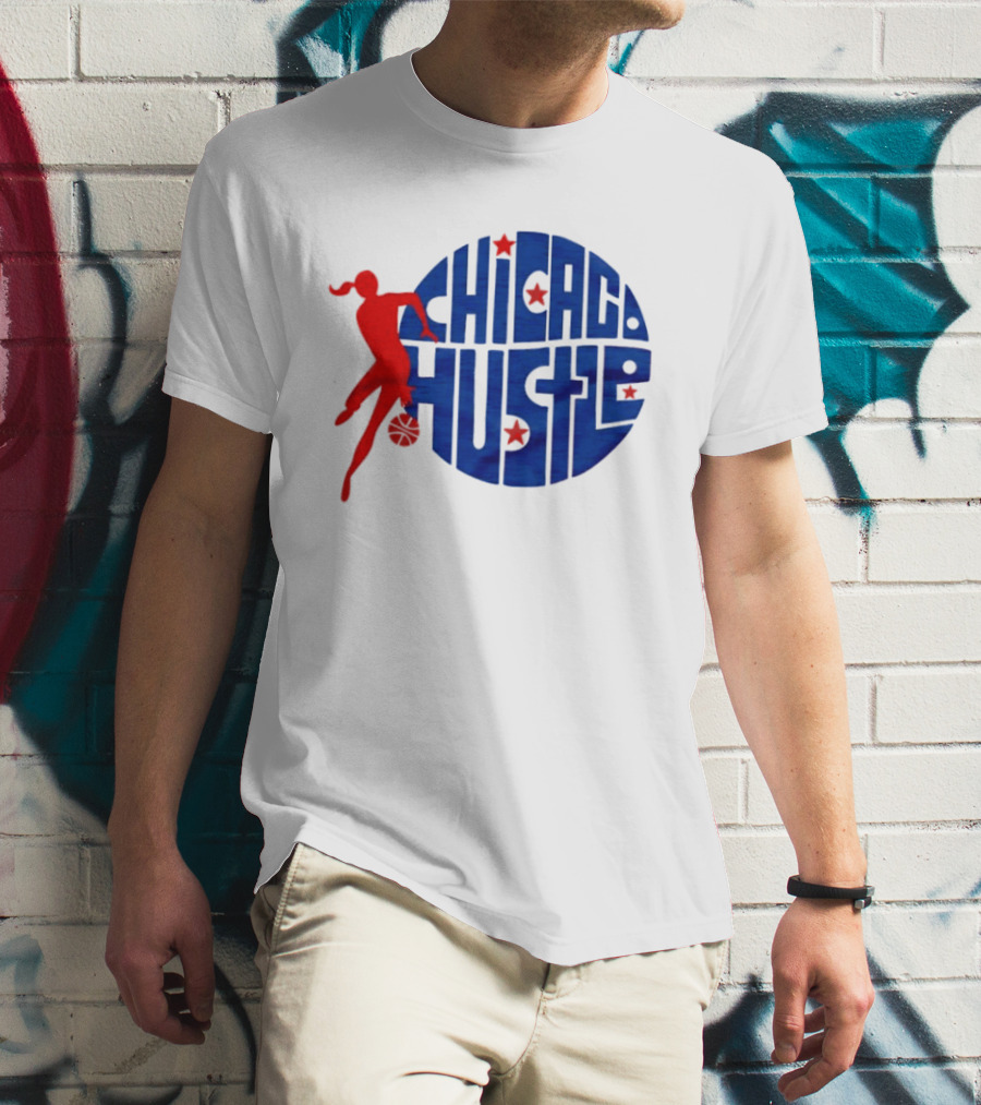 Chicago Hustle WPBL Basketball Red Player Blue Circle T-Shirt