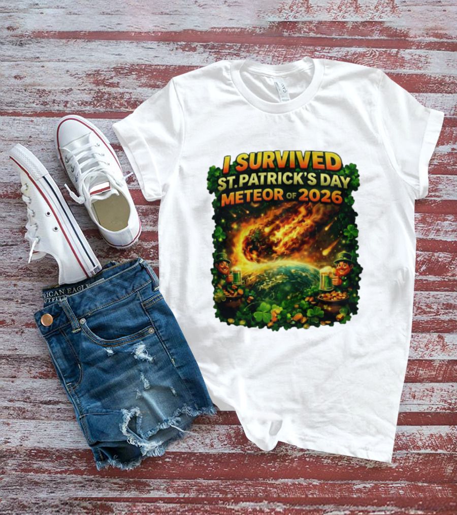 I Survived St. Patrick's Day Meteor Of 2026 Leprechaun Shamrock Adventure T-Shirt