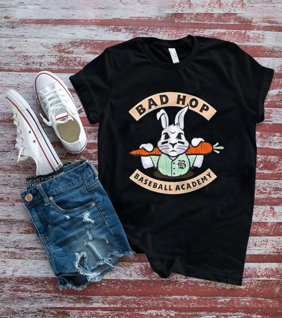 Bad Hop Baseball Academy Angry Bunny Carrot Player T-Shirt
