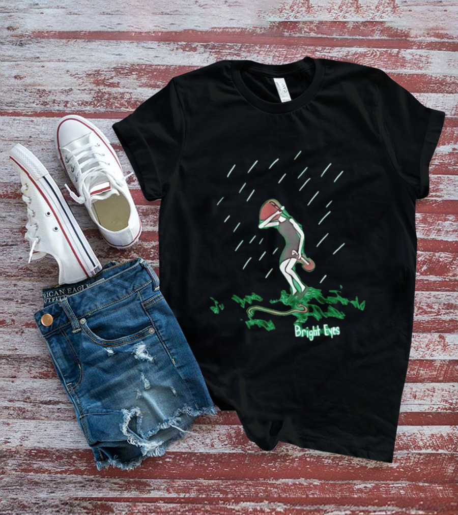 Bright Eyes Rainy Figure And Guitar T-Shirt