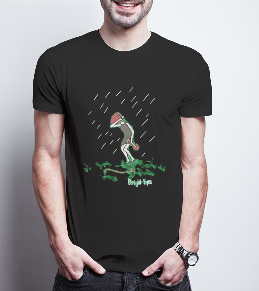 Bright Eyes Rainy Figure And Guitar T-Shirt